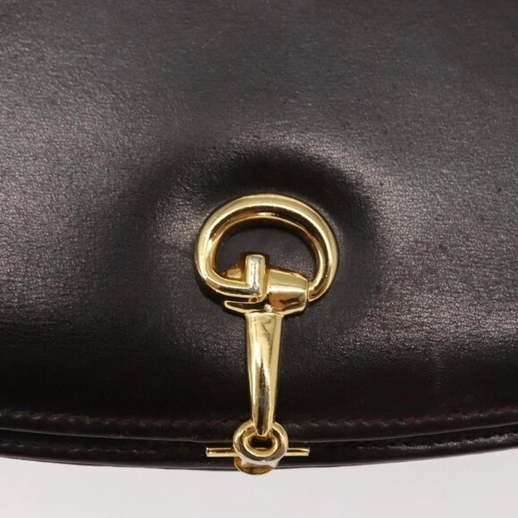 GUCCI Shoulder Bag Leather Brown gold Auth fm4925 - Picture 10 of 16